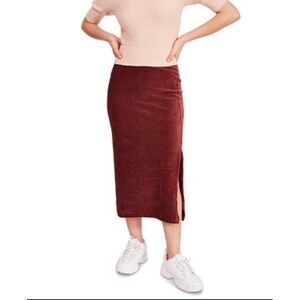 Free People Helen Ribbed Tube Midi Skirt Indie Brown Size Medium